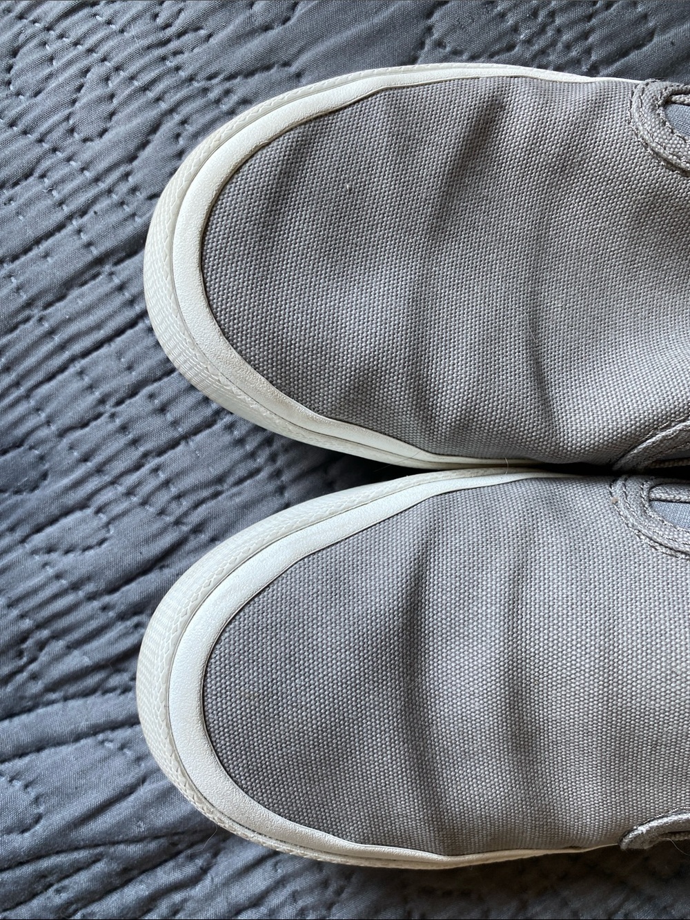 Sperry Slip-On Canvas Sneakers in Light Gray with Navy Insoles - Picture 4 of 5